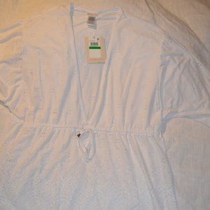 Dotti WHITE Wovens V-Neck Laser Cutout Tunic Swim Cover Up